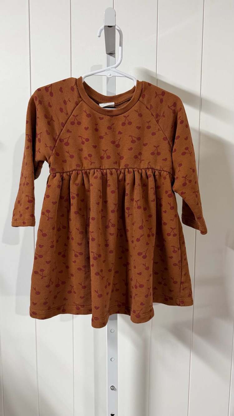Zara Toddler Girl Cherry Print Sweatshirt Dress 3-4 Years